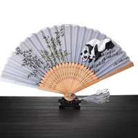 handheld folding fan vintage chinese folding fan japanese pattern art craft gift home decoration ornaments party dance hand fan