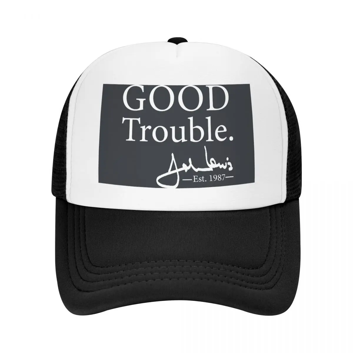 

Good Trouble John Lewis Signature Original Adjustable Mesh Trucker Hat for Men and Women