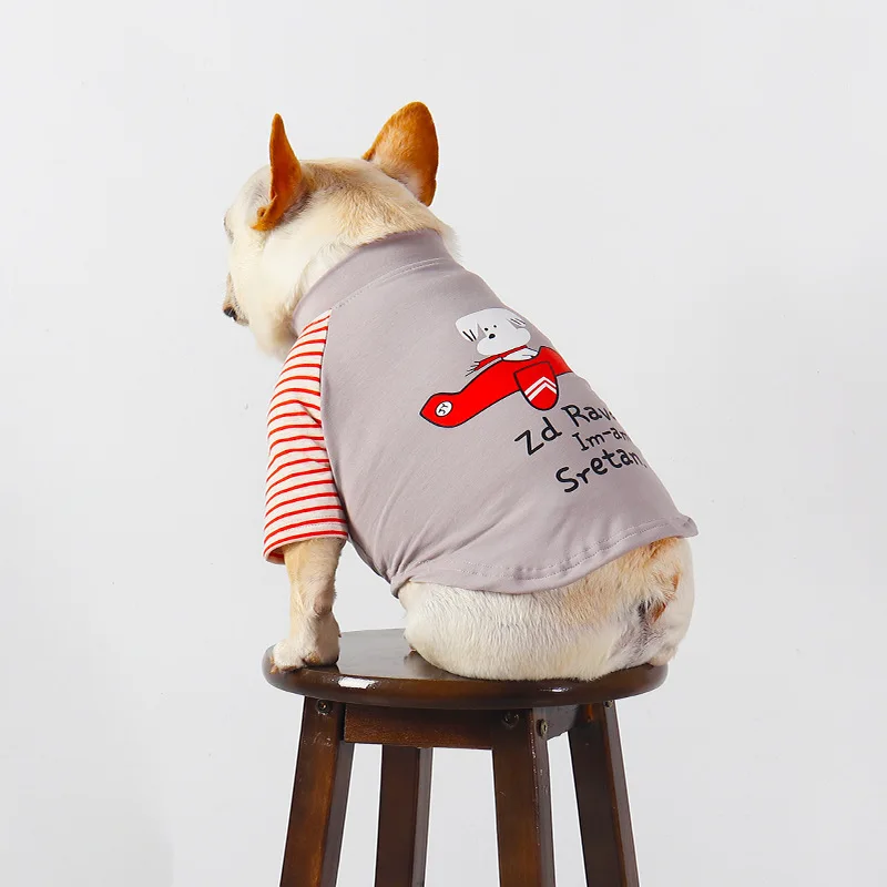 Летняя лоскутная полосатая одежда для домашних животных тонкая дышащая футболка