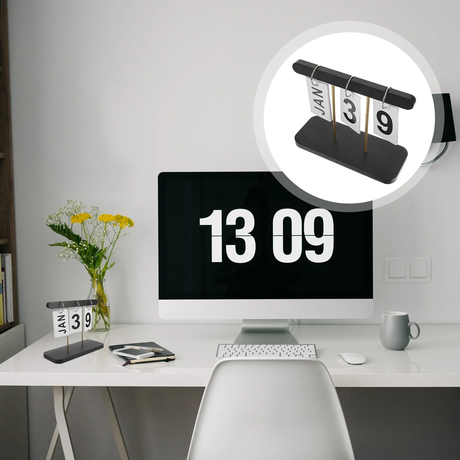 

Vintage Accessories Farmhouse Desk Time Card 20X15.5CM Calendar Home Rustic Office Decor Black Wooden Table Tabletop