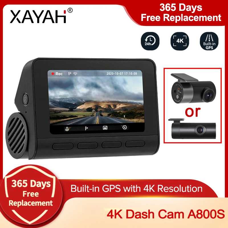 

Car Camera 70mai 4K Dash Cam A800S GPS ADAS Car DVR 2160P Rear or Interior Cam Recorder 24H Parking 140FOV Support iOS＆Android