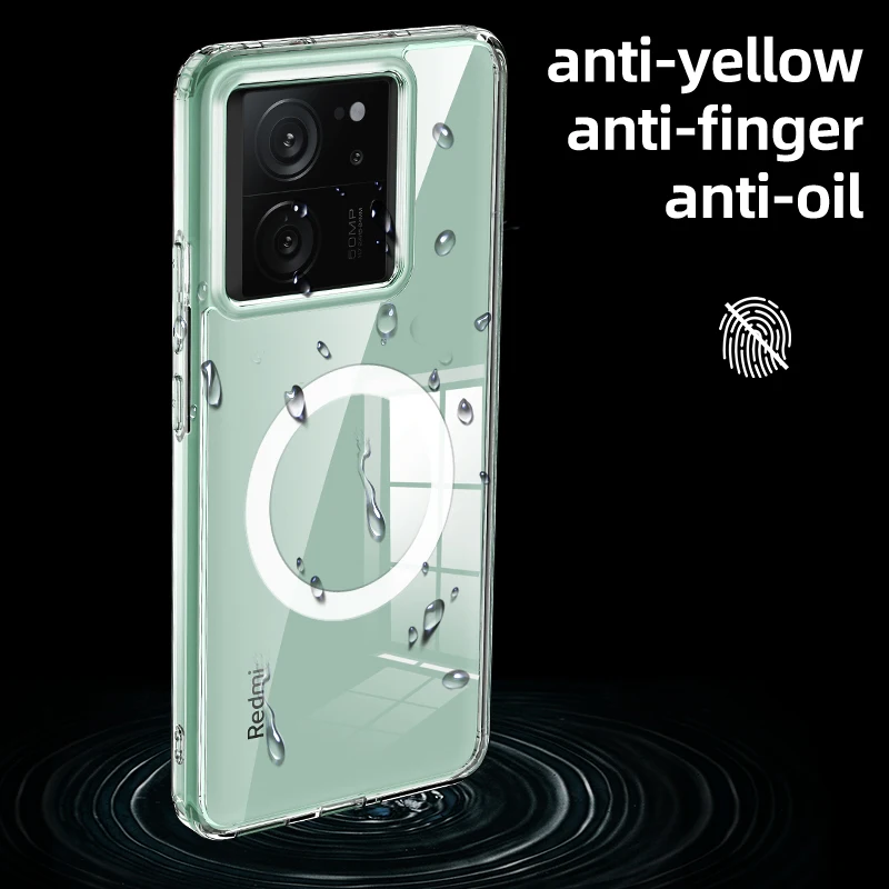 Для Redmi K60 Ultra чехол Магнитный кристально чистый Жесткий ПК + ТПУ для Magsafe задняя