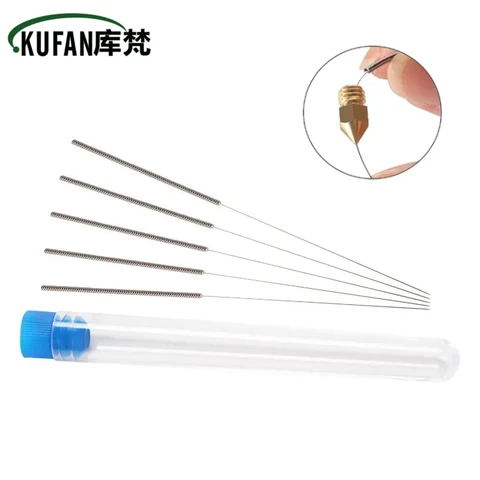 5 шт., игла для чистки сопла, специальный очиститель для дрели, нержавеющая сталь для сопла MK8 V6, сквозные отверстия, детали 3D-принтера 0, 2-1, 0 мм