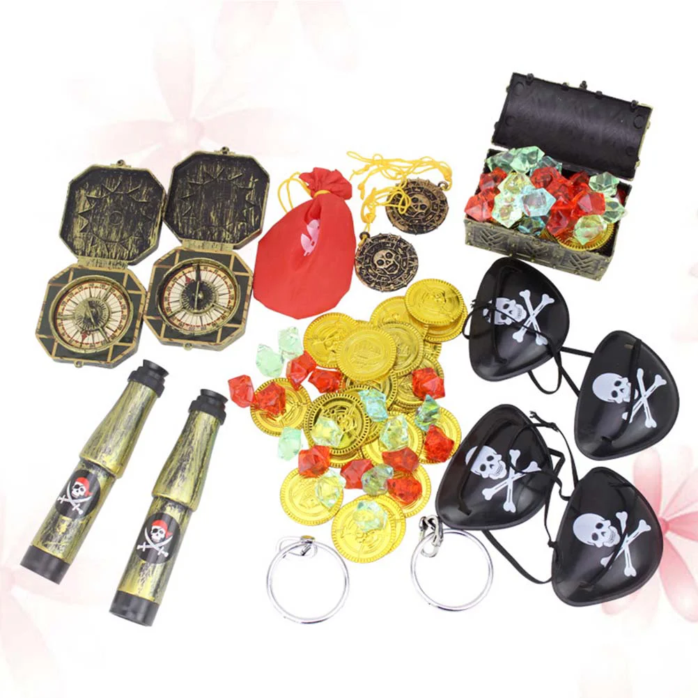 

Pirate Treasure Toy Dress Up Props Cosplay Costume Tools Gold Coin Mini Cartoon Pocket Treasure Box For Kids Children