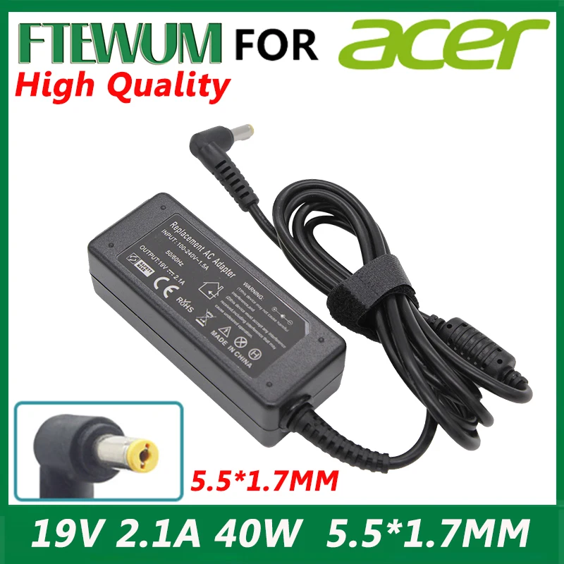 19V 2.1A 40W 5.5*1.7mm Laptop Adapter For Acer Aspire D270 D257 D255 Power Supply For Laptop Adapter AC Notebook Charger