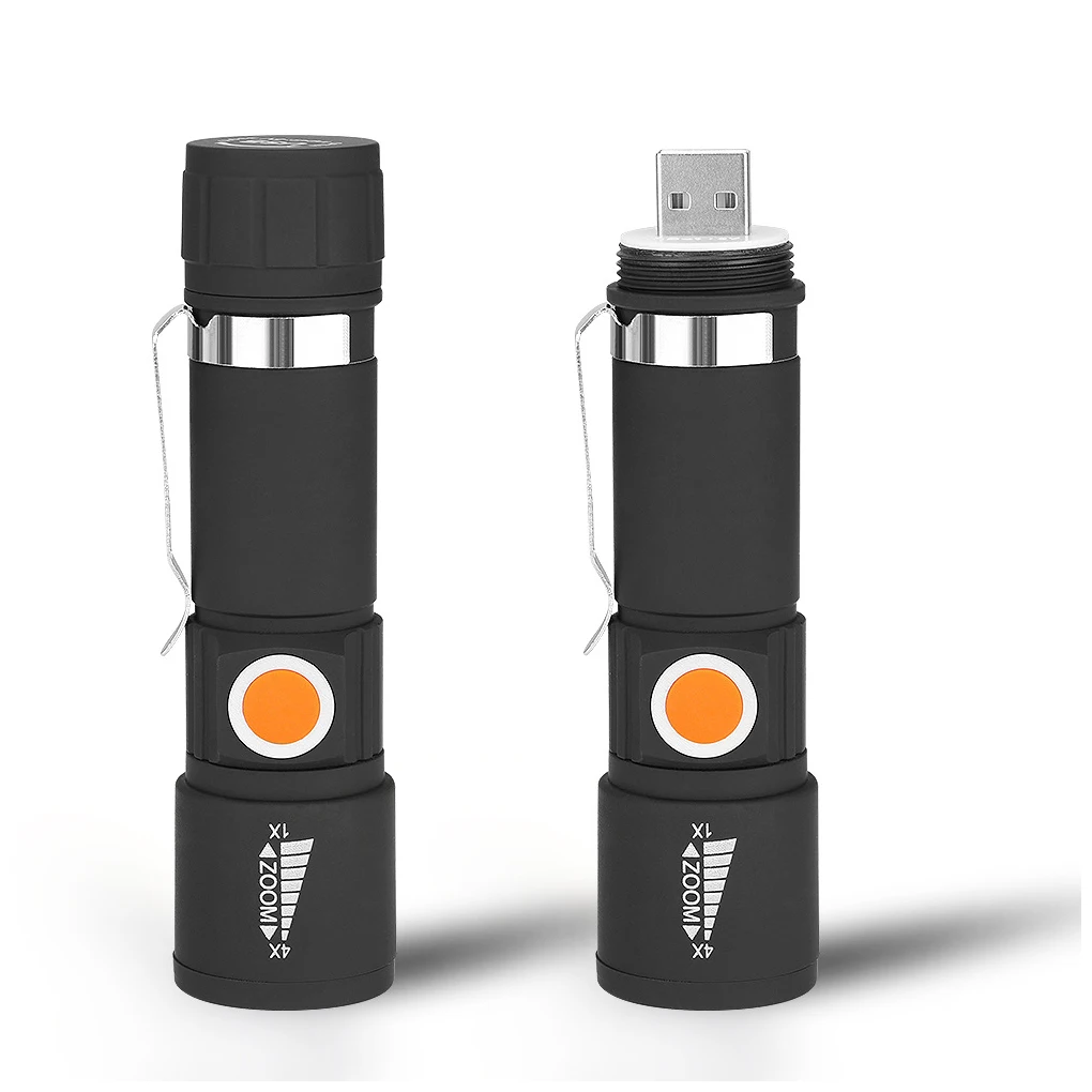 

Flashlight Rechargeable USB Charging 3-modes Torch Handheld Portable Light Zoom Flashlights for Camping Hiking Fishing