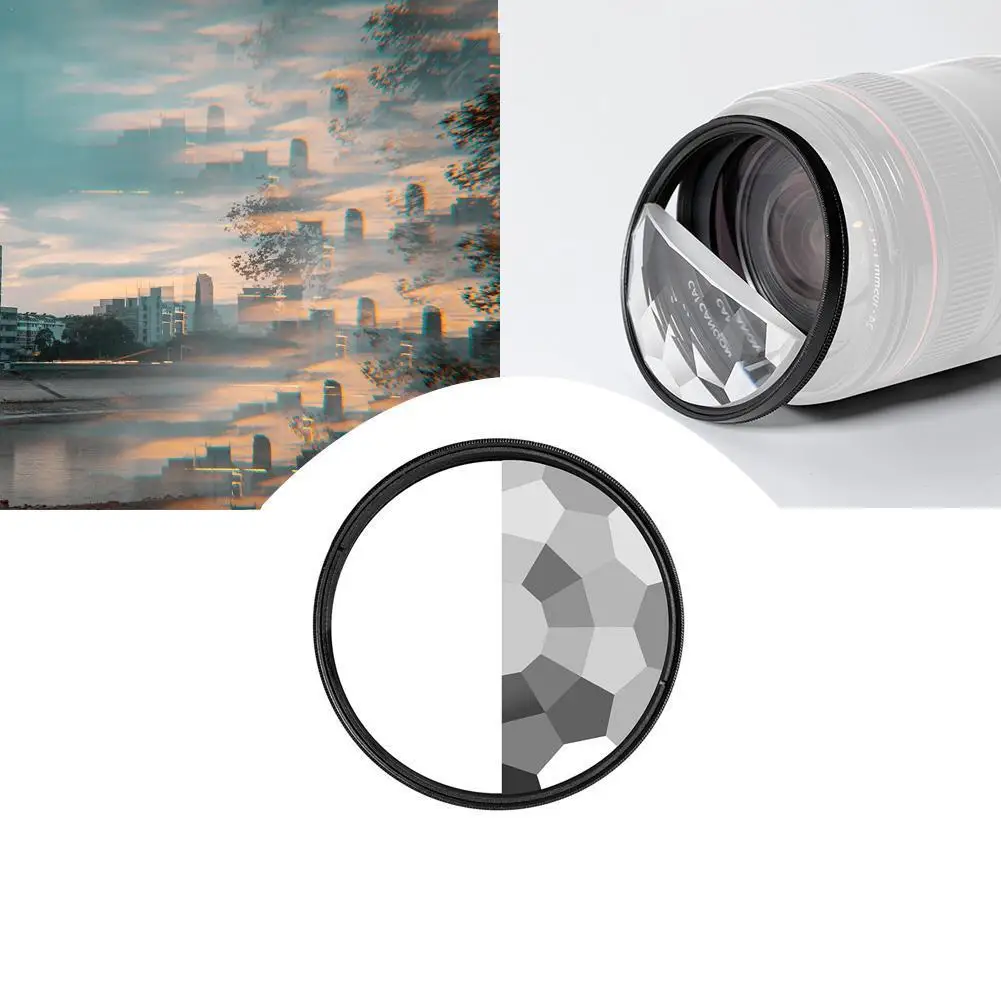 

2022.77mm Blur Effects Camera Filter DSLR Photography Foreground Special Effects Filter Double Half Moon Variable Prism Lens
