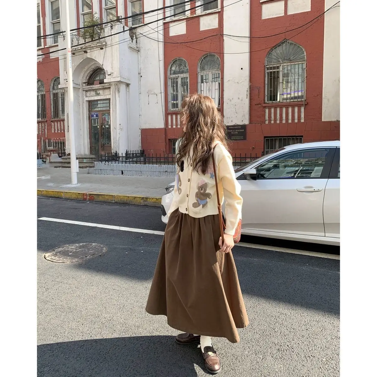 Gaganight женский жаккардовый свитер с милым медвежонком и круглым вырезом вязаный