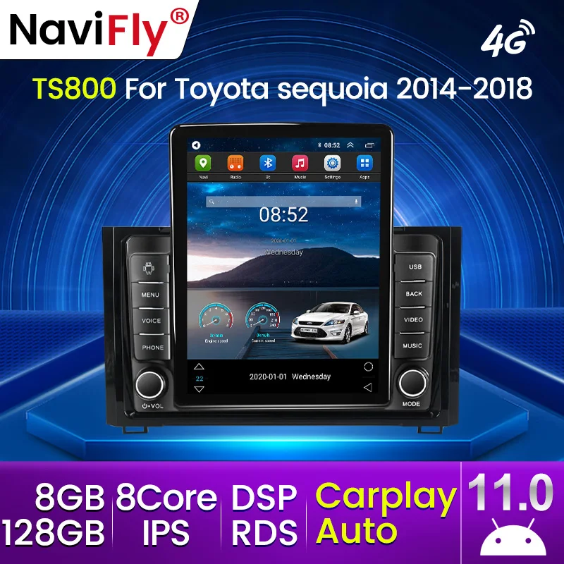 8 + 128G Android 11 Автомобильный мультимедийный блок для Toyota Tundra XK50 2007 2013/Sequoia 2008 - 2018