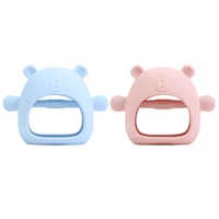 1pcs attention baby teether safe toys toddler bear teething ring silicone chew dental care chew toys anti eat hand teether