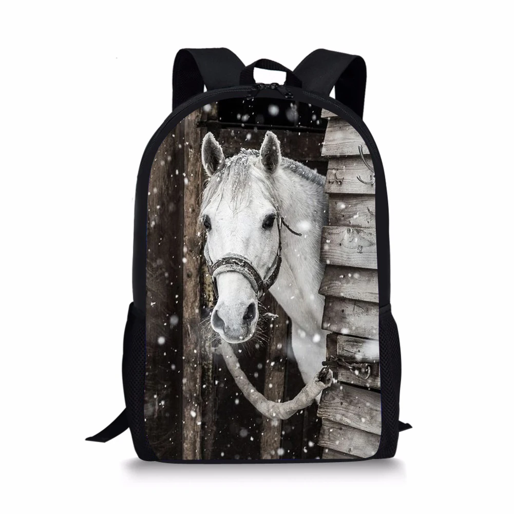 Horse Printing Backpack for Kid Shoulders Bag Fashion School Bag for Teenage Girl Children Travel Plecaki Szkolne