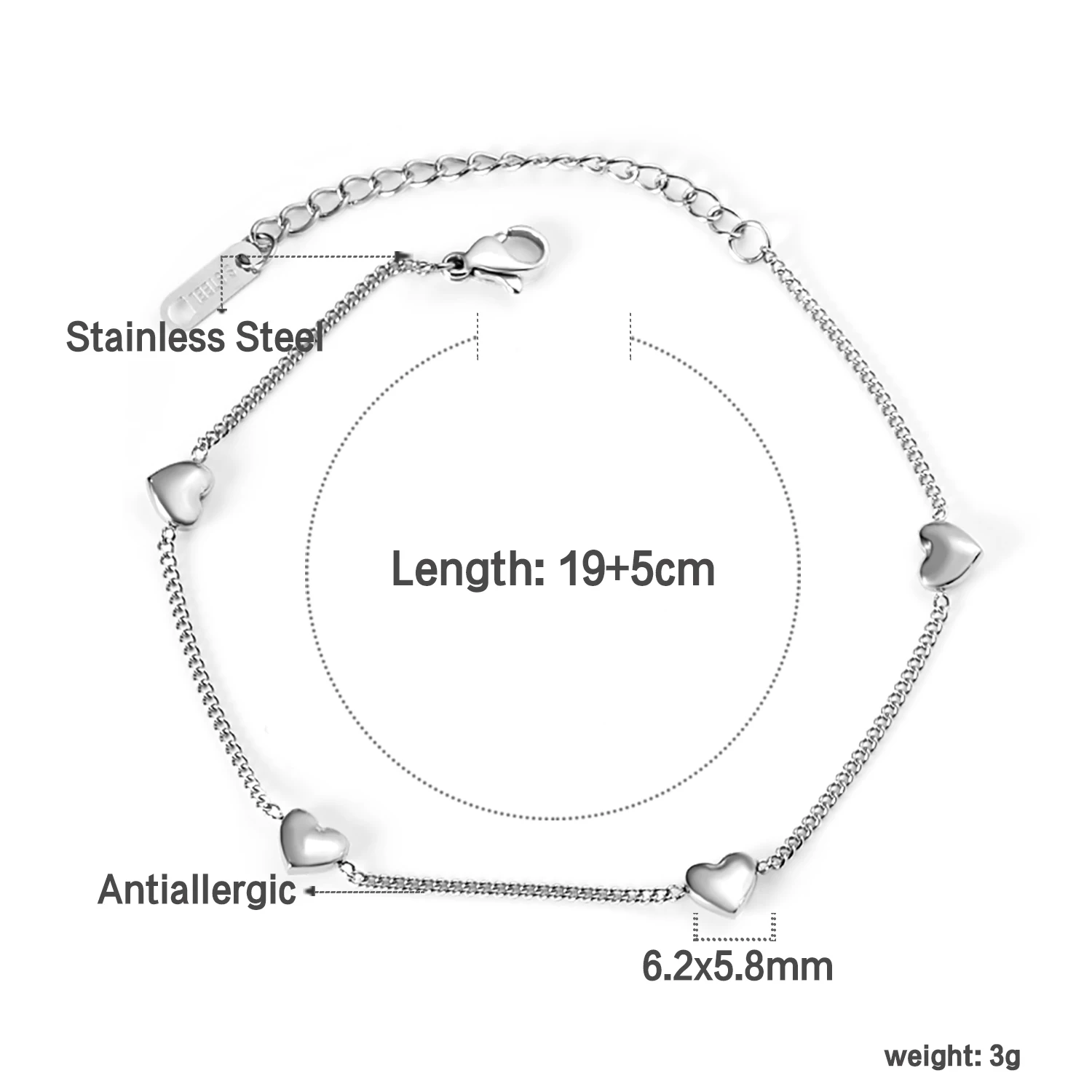 Роскошные крошечные мини-браслеты с подвесками в форме сердца для женщин и