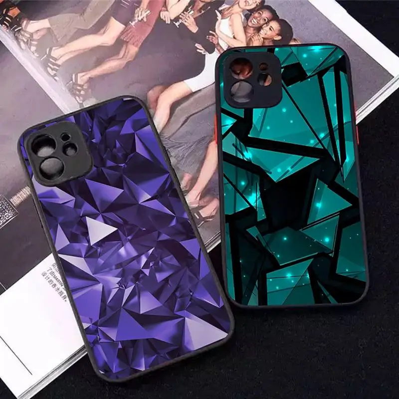 

Luxury Geometry Cool Phone Case for iPhone 14 11 12 13 Mini Pro Max 8 7 Plus X XR XS MAX Translucent Matte Cover