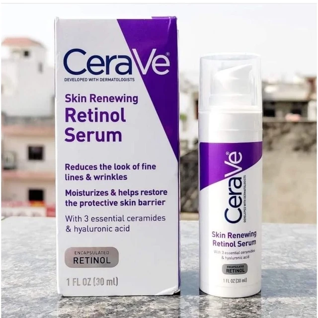 CeraVe Skin Renewing Retinol Serum Nightly Exfoliating Anti-Wrinkles & Smoothing Fine Lines Repair Skin Barrier Moisturizes 30ml 1