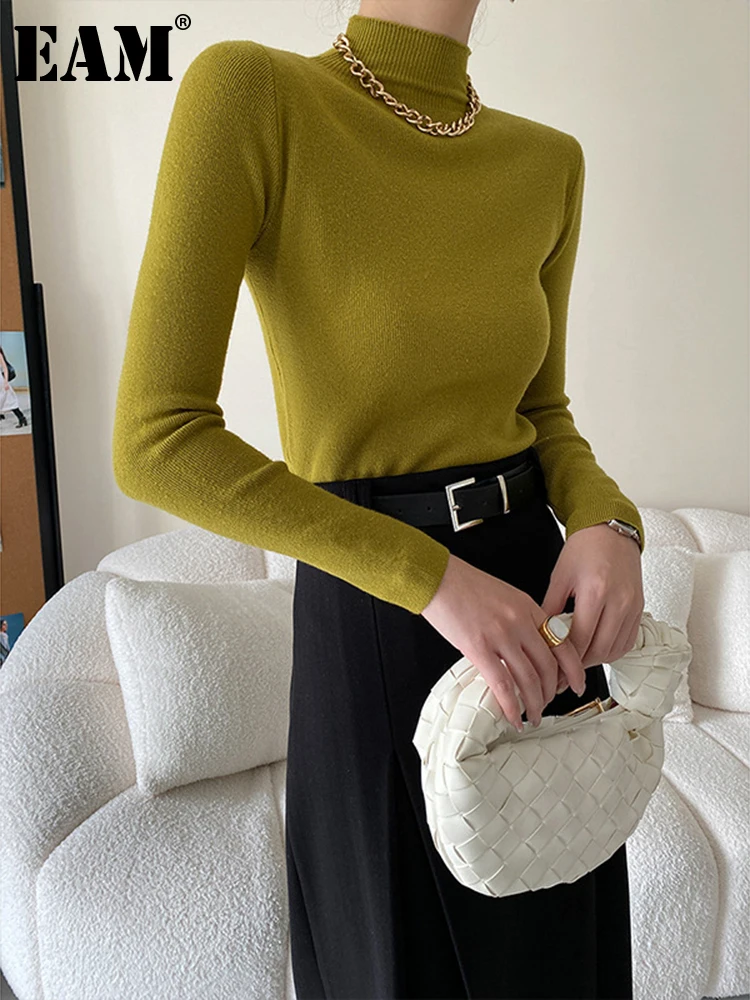 

[EAM] эластичный вязаный свитер, свободный крой, водолазка с длинным рукавом, женские пуловеры, новая мода, Осень-зима 2022 1DF2297