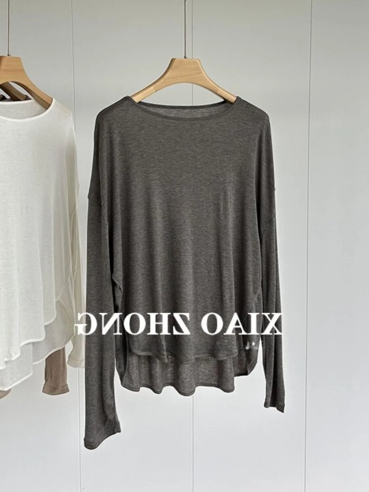 Рубашка для защиты от солнца из ледяного шелка закрывающая тонкую футболку с