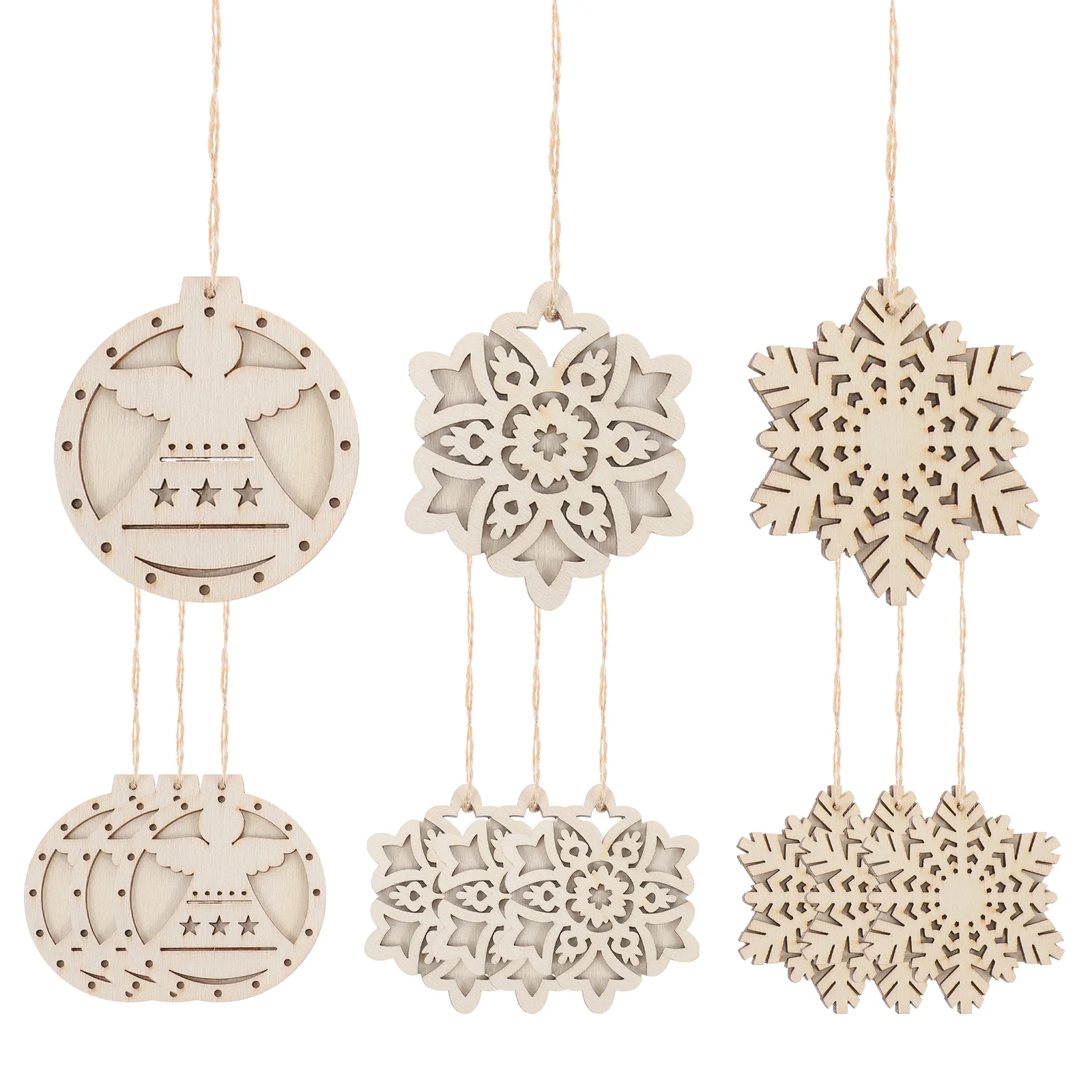 

Christmas Wood Xmas Unfinished Wooden Ornaments Tree Chips Embellishments Snowflakes Pendants Sign Plaque Door Embellishment