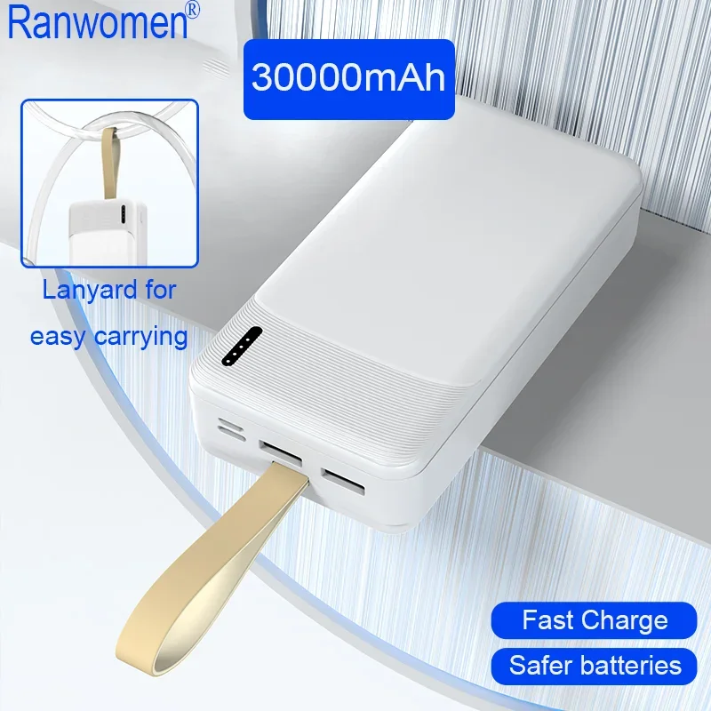 PowerBank 30000 мАч Аккумуляторная батарея Быстрая зарядка Двойные выходы USB USB-C