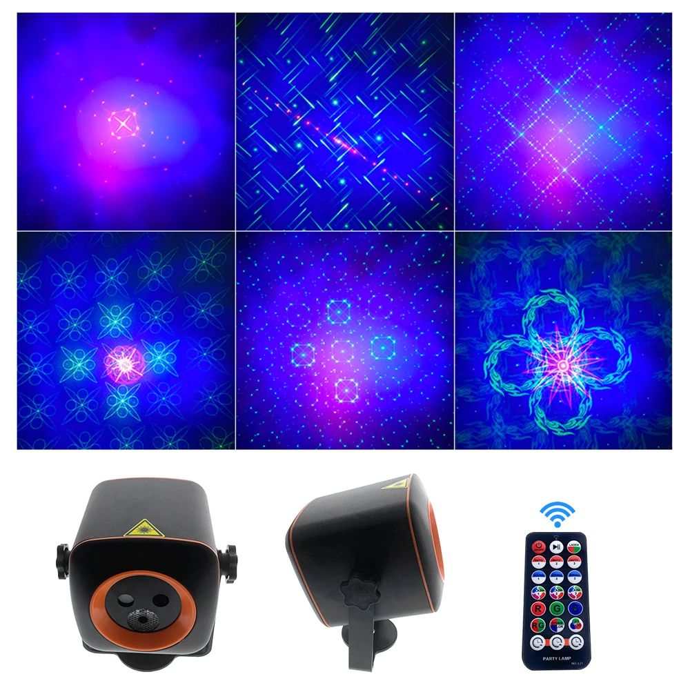 

Лазерные огни, диджейская сценивечерние со звуковой активацией RGB светодиодный проектор с функцией времени и пультом дистанционного управления для рождественских украшений
