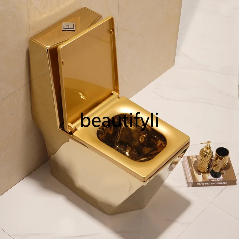 Цельный смывной золотой сифон для унитаза квадратный керамический унитаз цвета