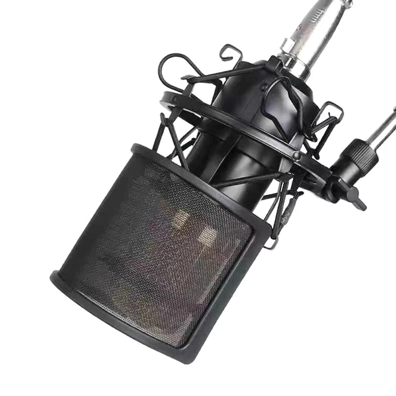 

1PCS Universal Microphone Filter Condenser Microphone PC Studio Recording Metal Windscreen Black