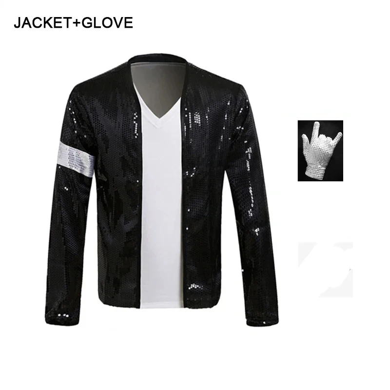 Фото Костюм для косплея Майкла Джексона 2026: пальто, куртка Billie Jean, перчатки, современный танцевальный костюм, одежда для взрослых, комплект для вечеринки на Хэллоуин 3II70 №3