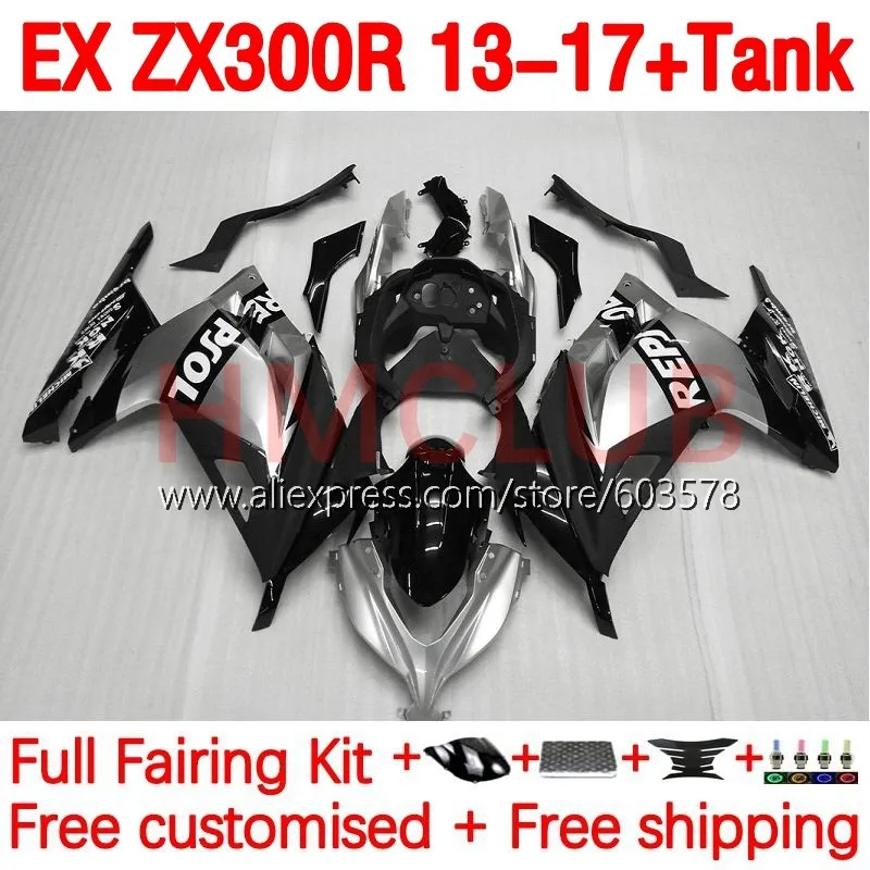 

+Tank For KAWASAKI NINJA ZX-3R ZX 300R EX300 ZX3R ZX300R 13 14 15 16 17 2013 2014 2015 2016 2017 Fairings 202No.144 silver gloss