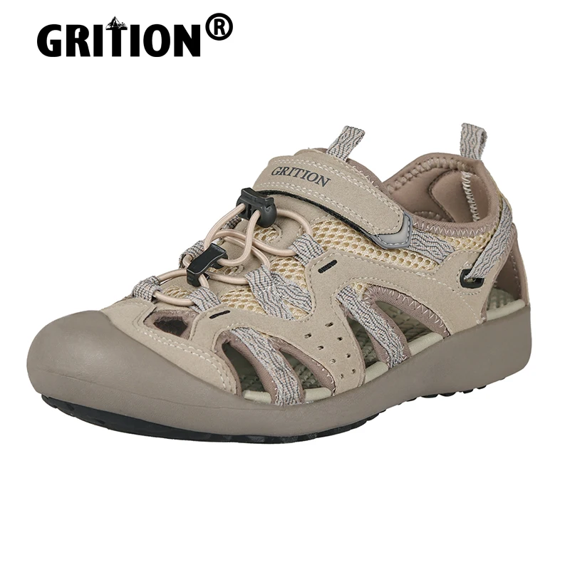 GRITION Outdoor Sandals Women Summer Comfort Sport Beach Shoes Non Slip Breathable Trekking Toecap Casual Hiking Size 36-41