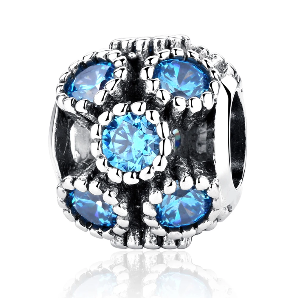 

Blue CZ 925 Sterling Silver Charms European Bead Fit Original Bracelets Chain DIY Pendant Charm Beads Jewelry Making