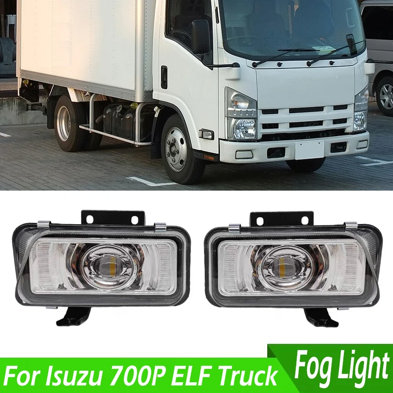 Фото Для Isuzu 700P ELF Грузовик 1 пара белого, желтого цвета, светодиодный передний бампер, противотуманные фары, противотуманные фары, указатель поворота, автомобильные аксессуары №1
