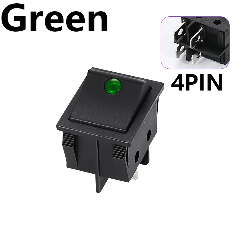 

Кулисный переключатель KCD4 4/6контактов красный/зеленый