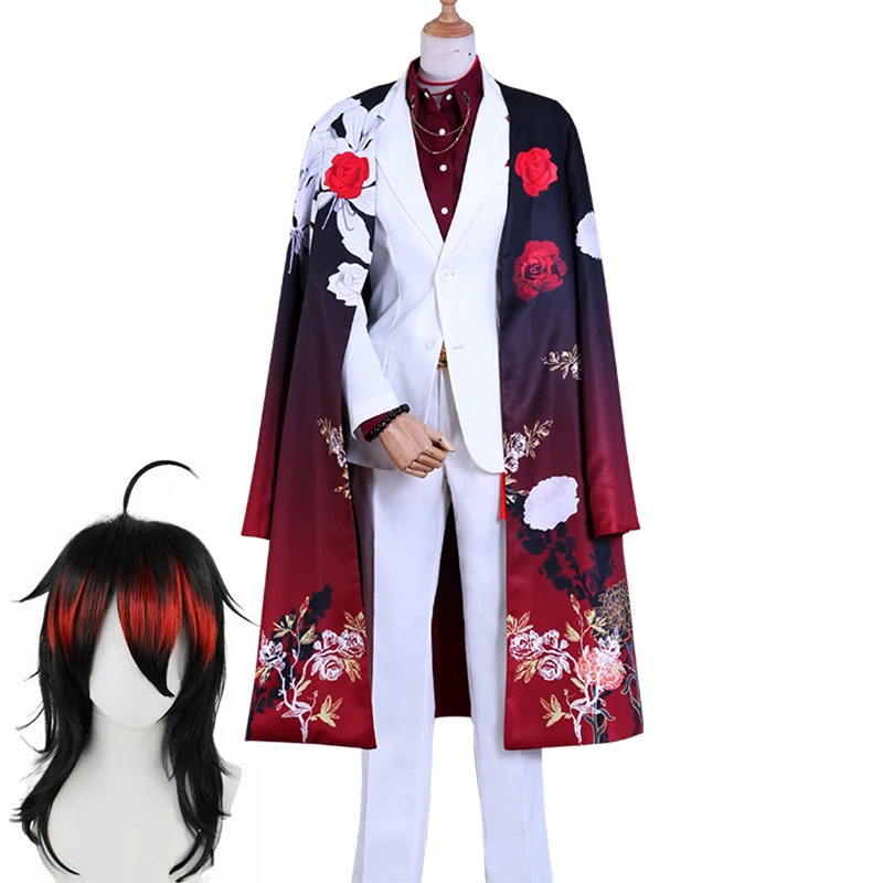 

Костюмы для косплея Vtuber Hololive Luxiem Vox Akuma унисекс полный комплект и плащ с париком костюм для ролевых игр для вечеринки на Хэллоуин