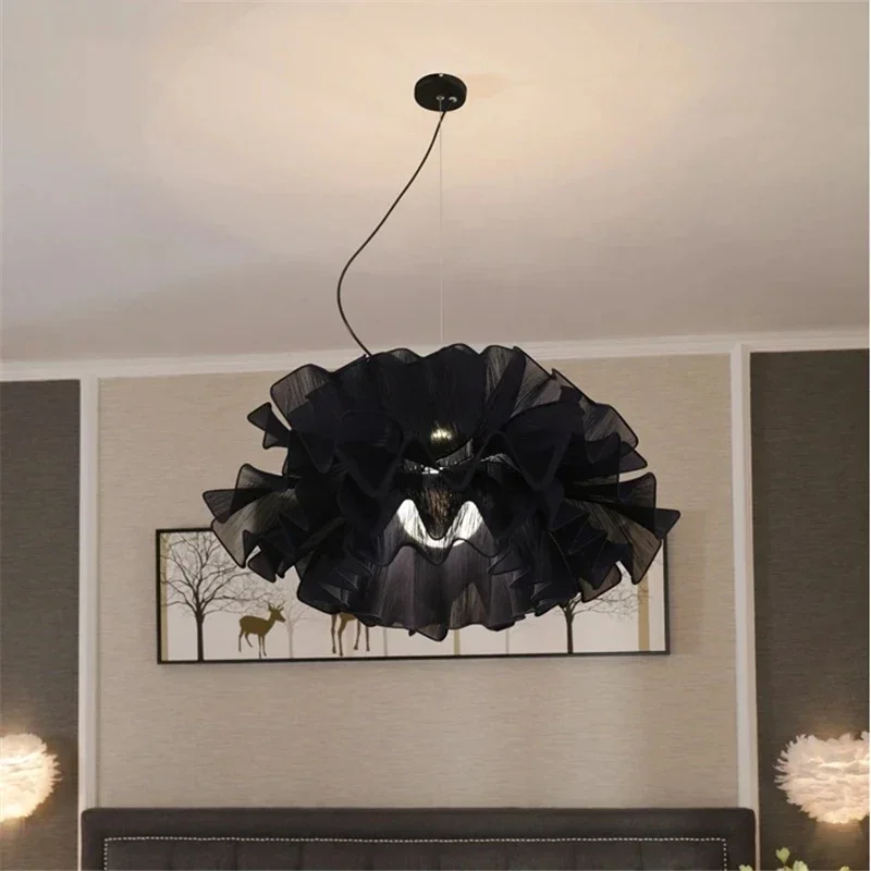 Современная подвесная люстра из ткани дневная лампа в французском стиле для