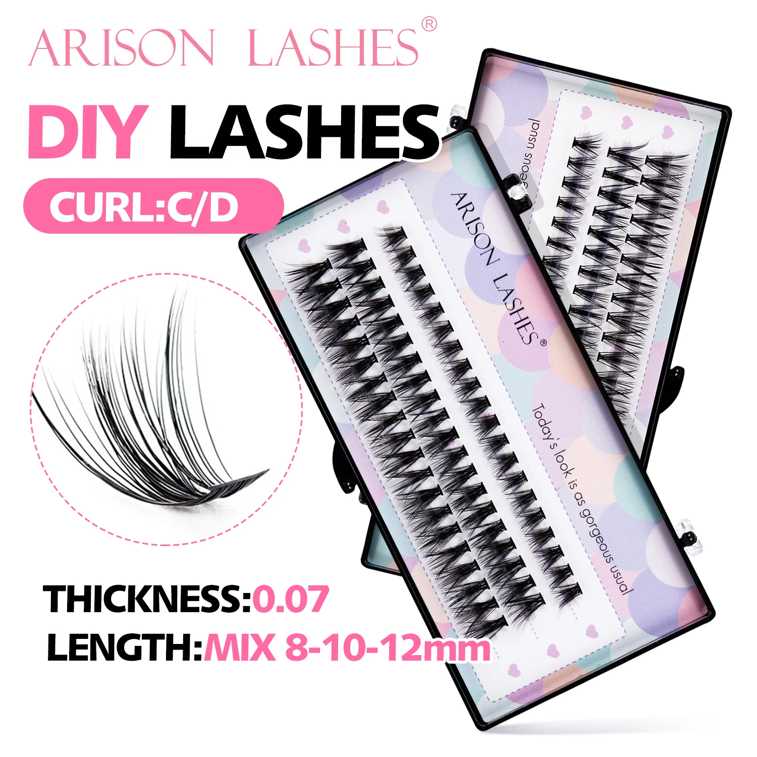 ARISON 3Row DIY Кластерные ресницы 20D/30D/40D/50D Индивидуальные ласточкин хвост