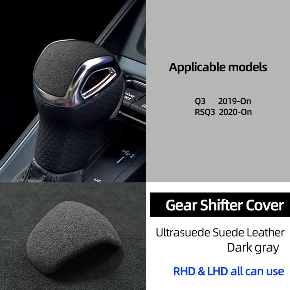 Car Gear Shift Knob Trim Cover Sticker Gear Handball Cover Accessories for-Audi Q3 F3 RSQ3 Sportback 2019 2020 2021 Gray