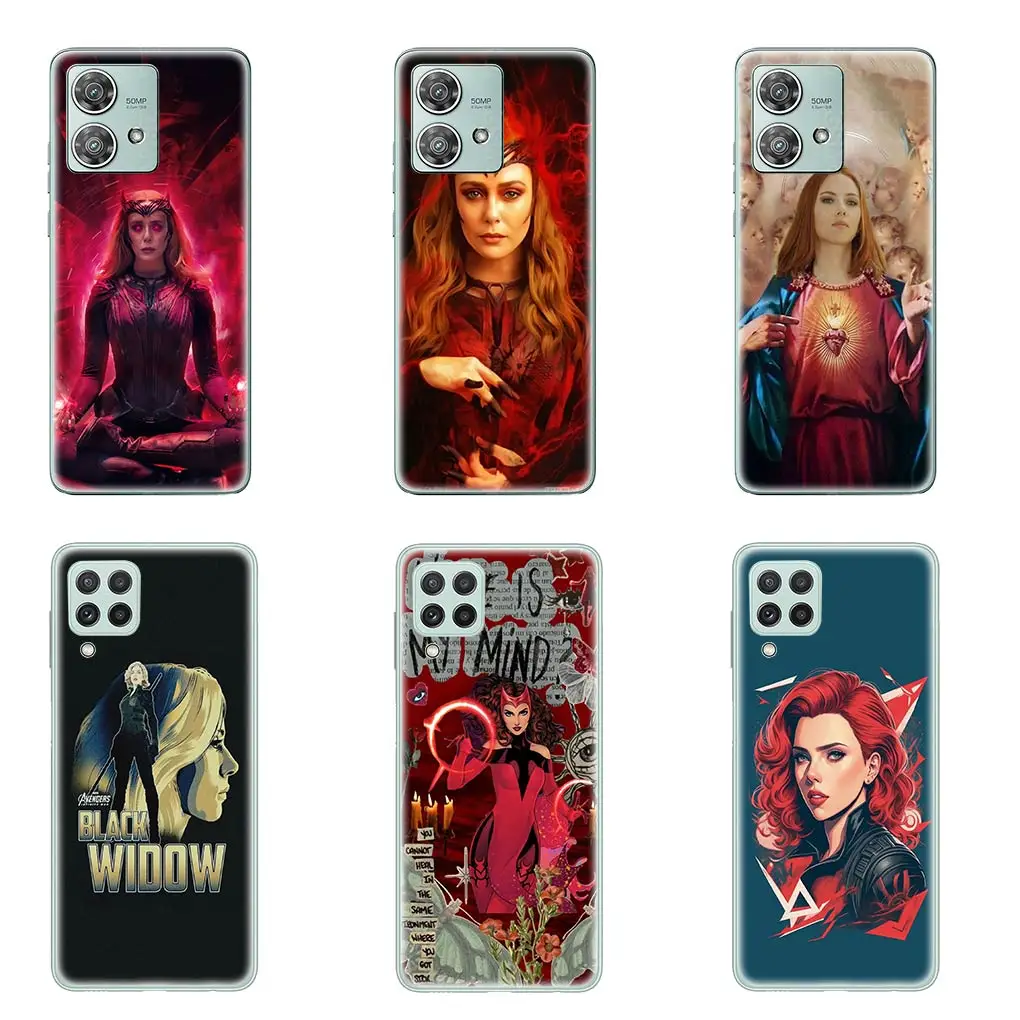 Black Widow Marvel Scarlet Witch Phone Cover Casing for Motorola Moto G04 G71 G73 G32 G34 G52 G8 G7 G9 G24 Power Plus E14 Case