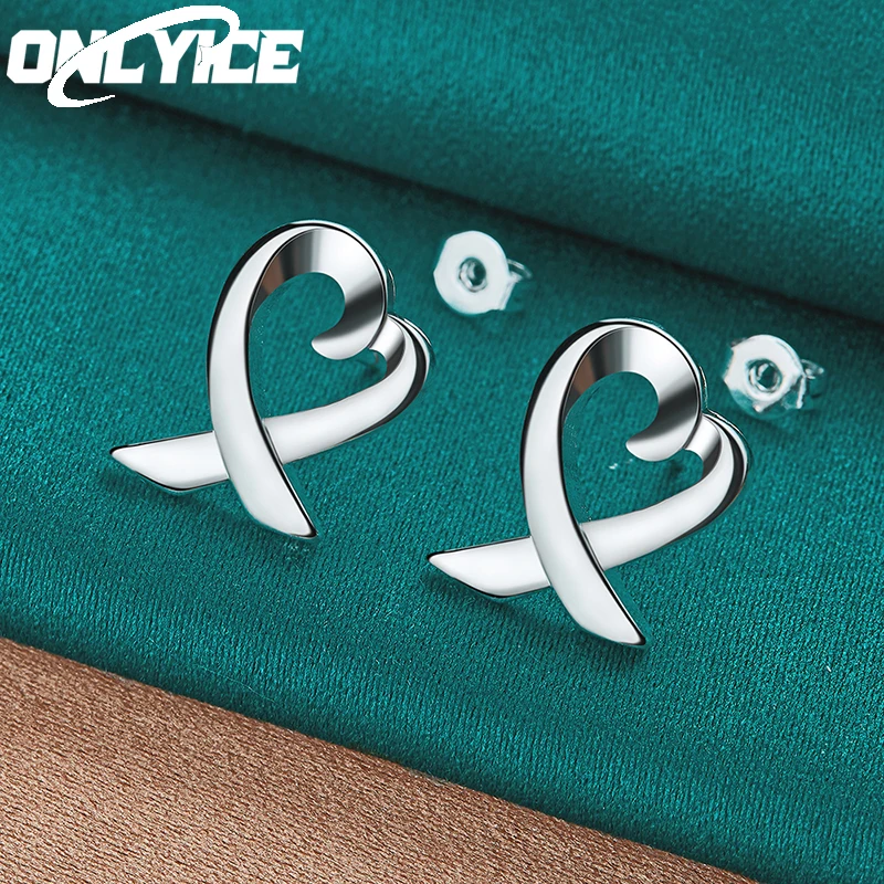 

Korean Fashion 925 Sterling Silver Earring For Women Charm Heart Stud Earrings Wedding Engagement Party Jewelry Accessories Gift