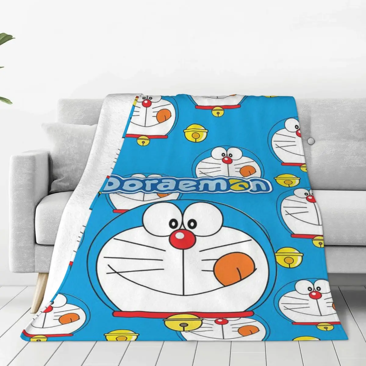 

Doraemon Cartoon Plaid Blanket Flannel Summer Blue Cat Anime Collage Lightweight Throw Blankets for Sofa Couch Plush Thin Quilt