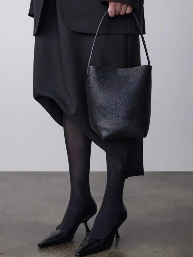 JORL&KORL Luxury High Quality Leather Bucket Bag  Large Capacity Commuter Tote Bag Women's Shoulder Underarm Bag