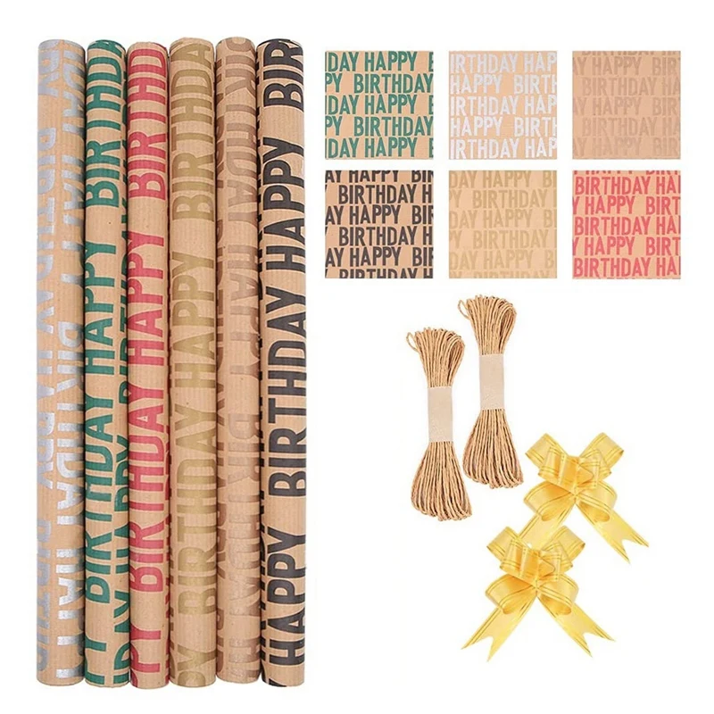 

Wrapping Paper Birthday, Recycled Gift Wrapping Paper,Happy Birthday Wrapping Paper,12 Sheets 70X50cm Folded Paper