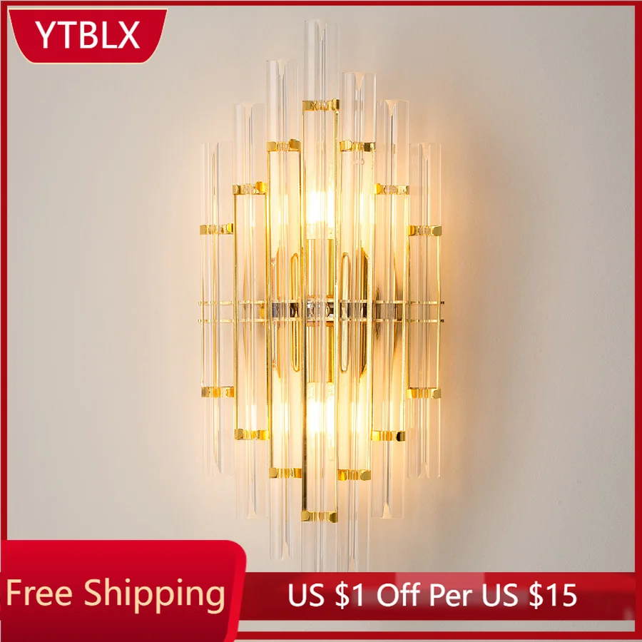 

Американский Хрустальный настенный светильник IWP, золотистый внутренний декоративный бра, светодиодный светильник для коридора, гостиной, ...