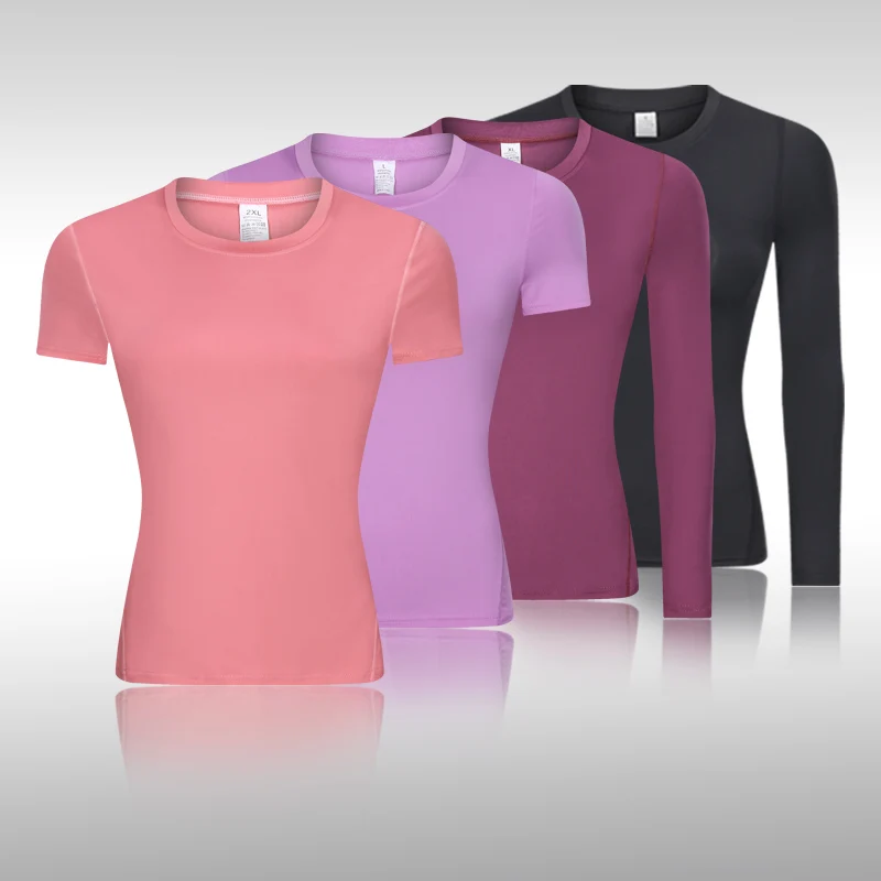 

New 2022 Women Short Sleeve Shirt Elastic Yoga Sports T Shirt Fitness Women's Gym Running Compression Pants Quick Dry Top Sports