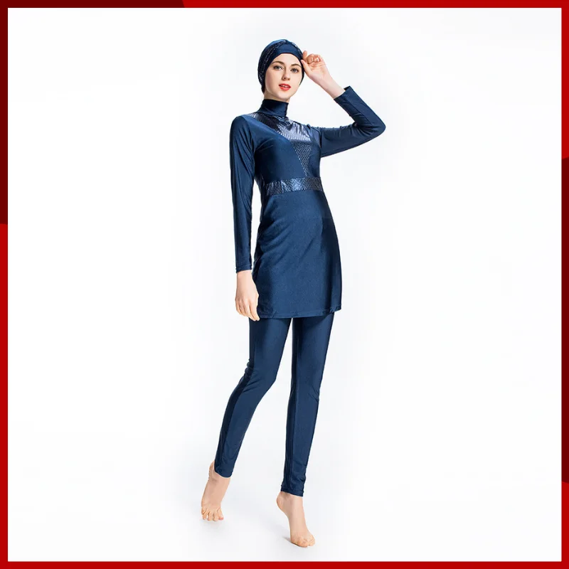 Консервативный консервативный купальник из нейлоновой ткани контрастного цвета