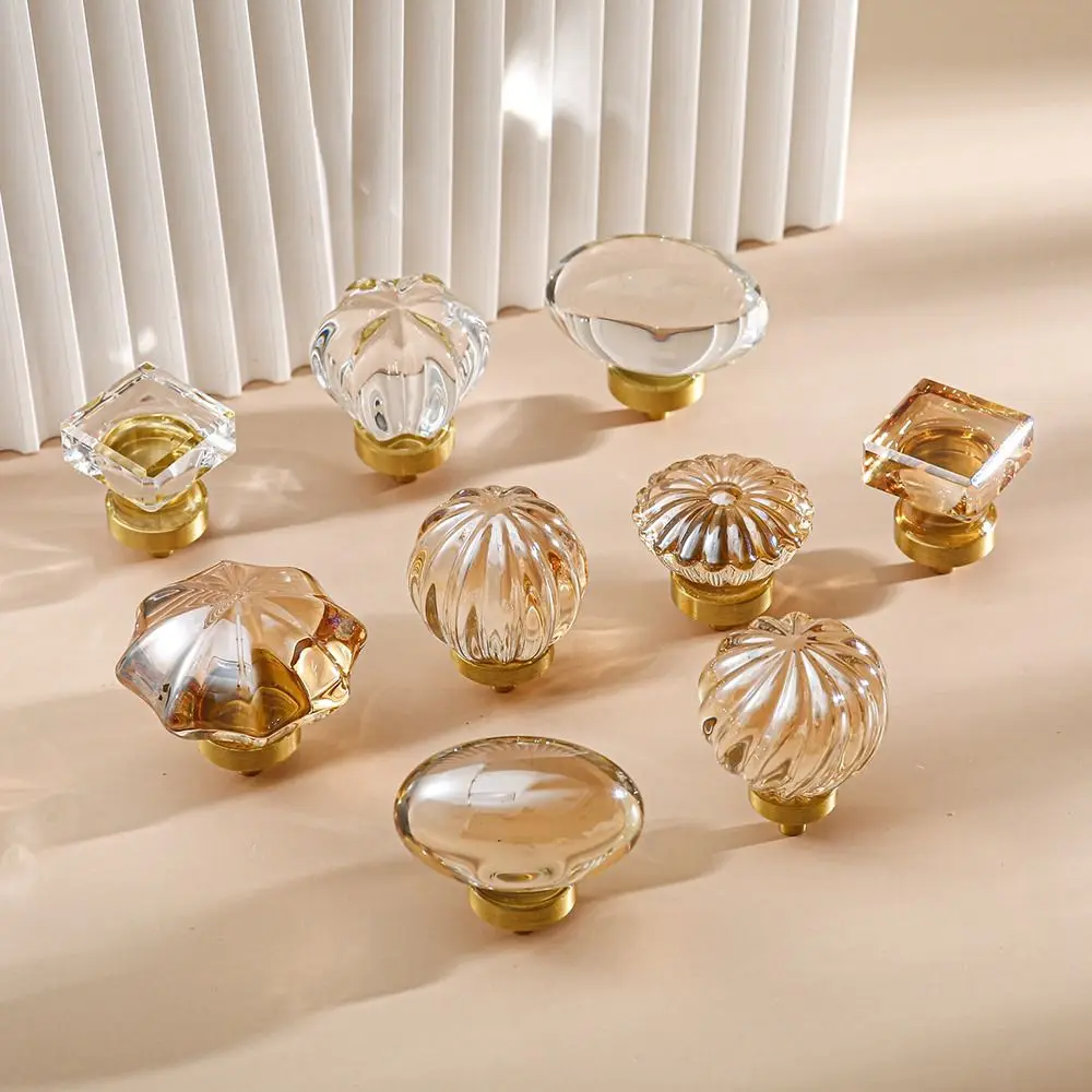 

Antique Brass Crystal Drawer Knobs Easy to Install Cabinet Drawer Knob for Wardrobe Comfortable Grip Kitchen Furniture Hardware