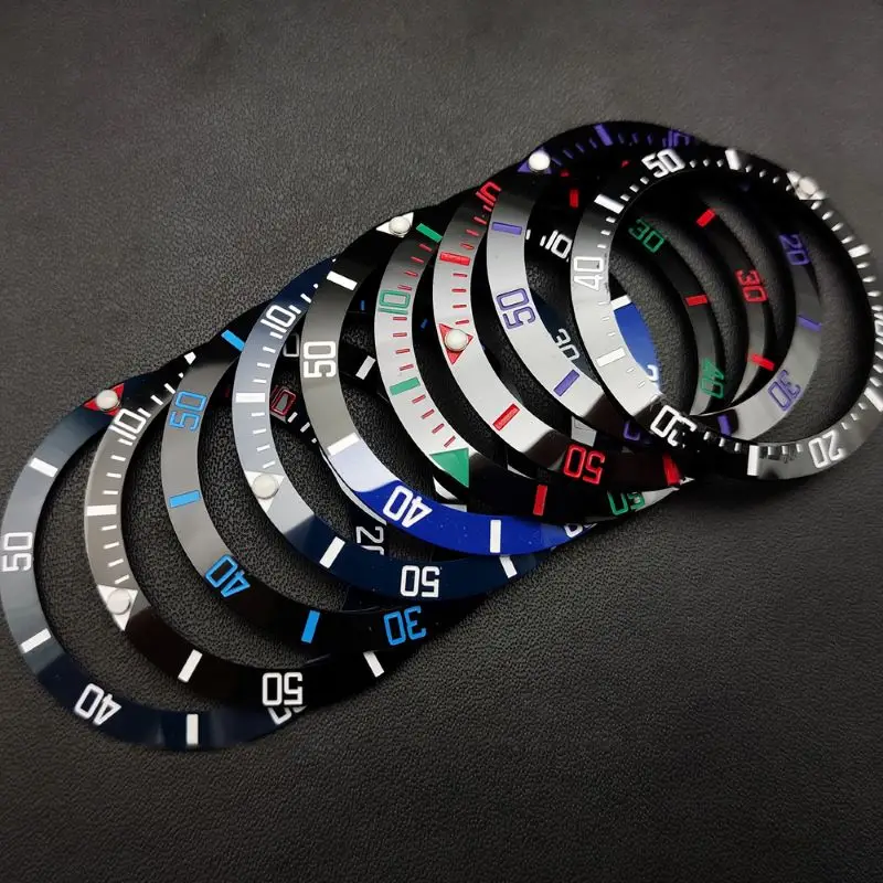 38mm Blue Luminous Bead Ceramic Bezel Inserts Into Diving Case Bezel Inner Diameter 30.5mm For 40mm Men's Case Watch Accessories