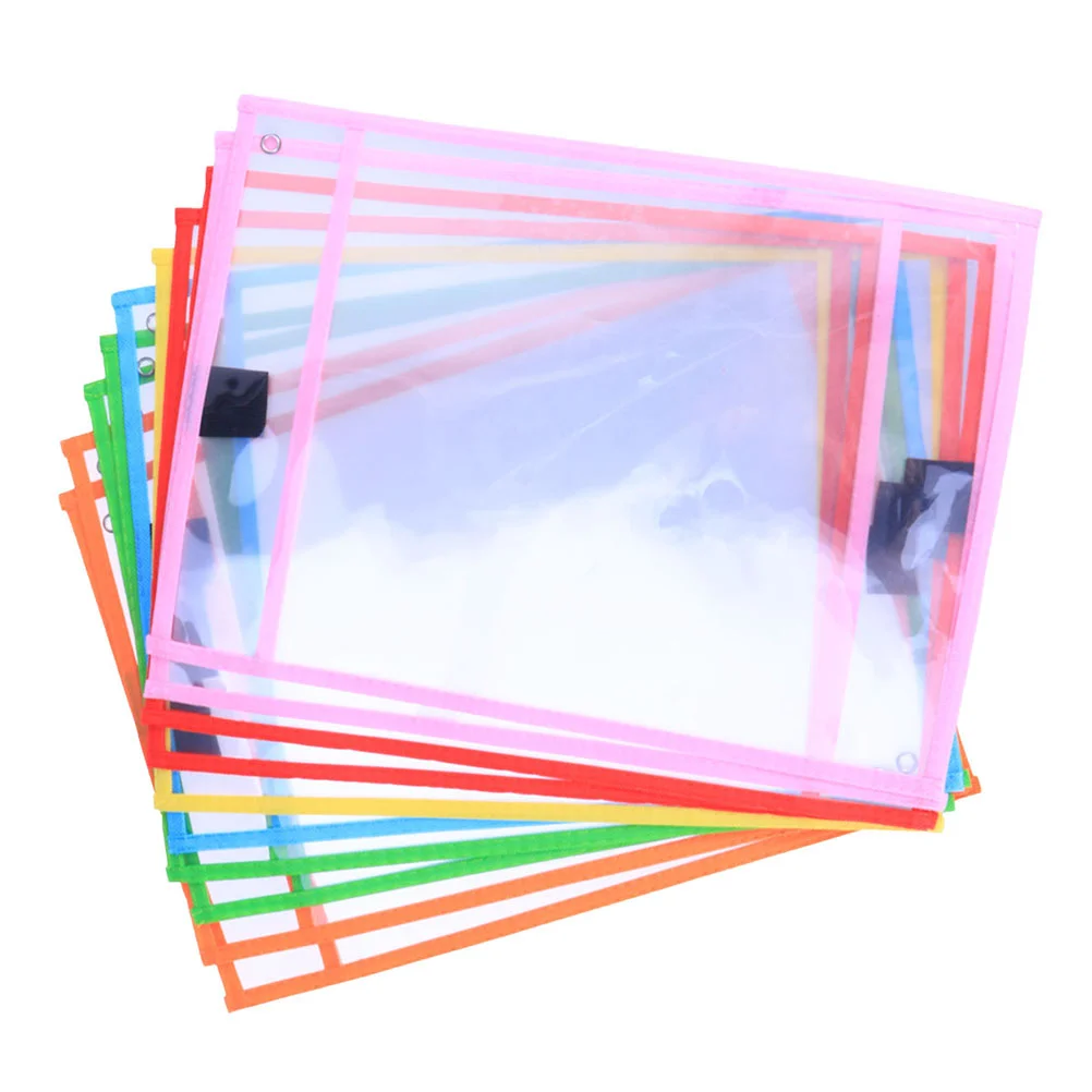 

30 Pcs Dry Erase Pocket Sleeves Pockets Resuable Double Needle Write Wipe Child