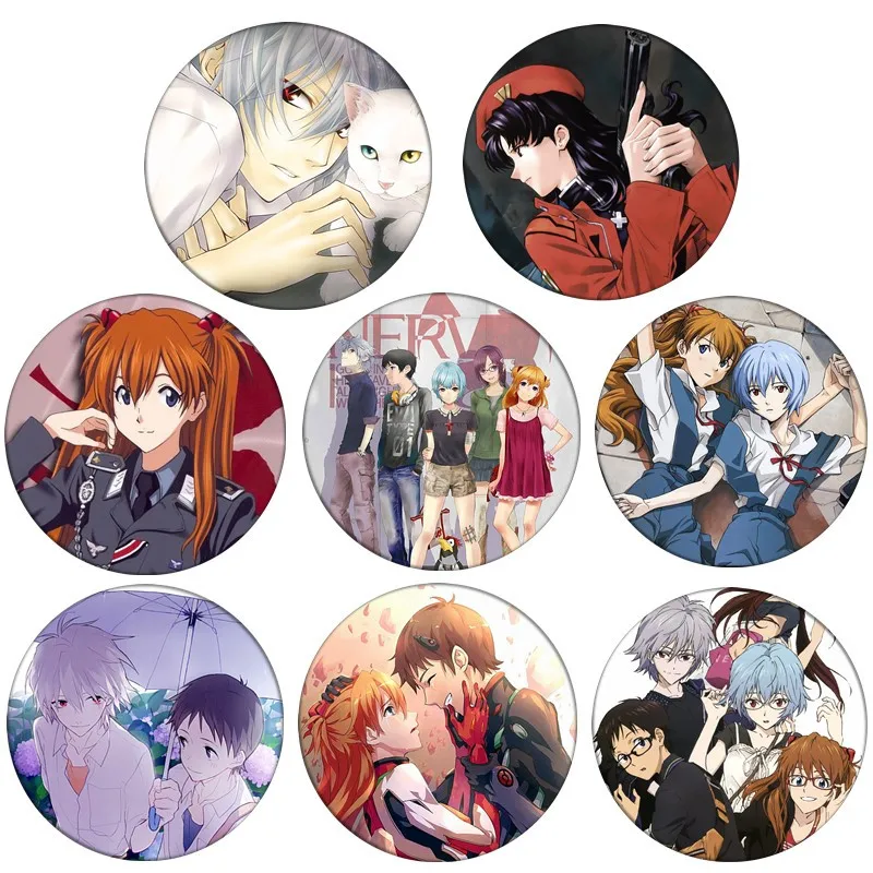 Cute EVA Anime Brooch Pins Cosplay Ikari Rei Shinji Asuka Nagisa Ayanami Kaworu Badge Clothes Backpacks Women Gift Drop Shipping