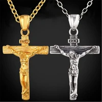 jesus christ necklace free pouch silver chain cross religious crucifix pendant
