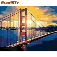 ruopoty paints by numbers handpainted bridge landscape oil picture by number 40x50cm frame home decoration acrylic painting