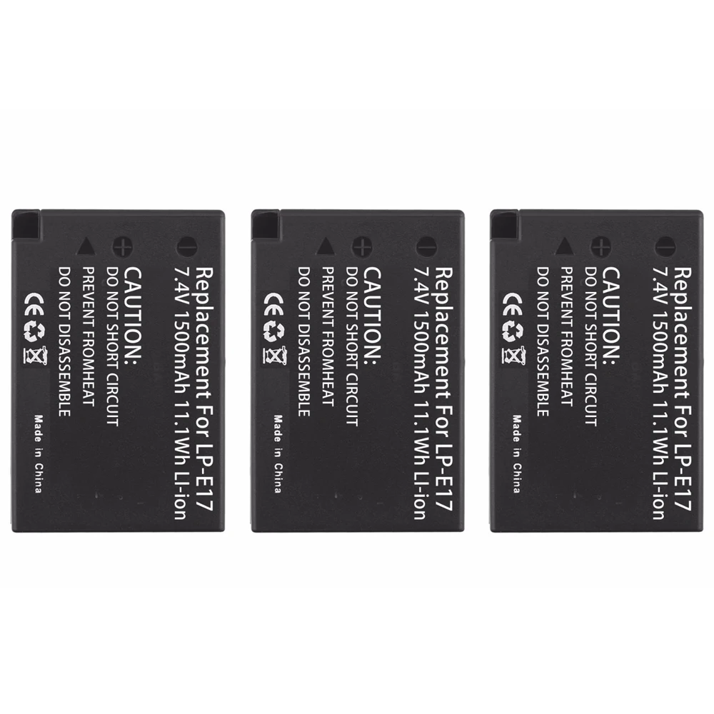 

3pcs 1500mAh LPE17 Lithium Battery LP E17 LP-E17 Rechargeable Camera For Canon EOS M3 200D 750D 800D 8000D 760D T6i Kiss